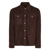 Mens Leather Trucker Jacket Brown Pure Suede Size S M L XL 2XL 3XL Custom Made - £111.90 GBP