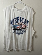Way To Celebrate Patriotic American Custom Pickup Muscle White T Shirt S... - $376.15 MXN