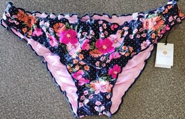 Shade &amp; Shore™ ~ Extra Large (XL)~ NAVY FLORAL ~ Ruffle ~ Cheeky ~ Swim Bottoms - £11.78 GBP