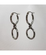 JCM Stainless Steel Infinity Knot Statement Modernist Earrings Silver Tone - $18.95