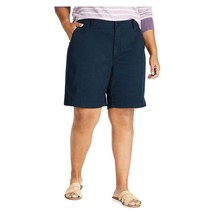 L.L. Bean Lakewashed Chino Curvy Bermuda Shorts | Plus 24W, Navy Blue, NWT - $32.73