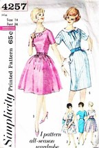 Vintage 1960&#39;s Misses&#39; DRESSES Simplicity Pattern 4257-s Size 14 - $12.00