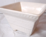 Hull Art Pottery A2 Footed Square Shaped Planter Beige Ribbed Vines 3 1/... - $19.79