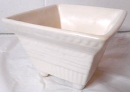Hull Art Pottery A2 Footed Square Shaped Planter Beige Ribbed Vines 3 1/... - £15.48 GBP