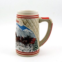 1985 Budweiser Beer Holiday Christmas Stein Mug Wagon Clydesdales Ceramarte - £22.84 GBP