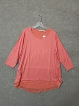 Soft Surroundings Marique Tunic Blouse Womens L Hot Coral 3/4 Sleeve Knit NEW - £25.48 GBP