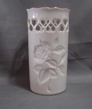 Lenox Embossed Rose and Heart Oval Vase 5 33/4 Inch Tall - $11.99