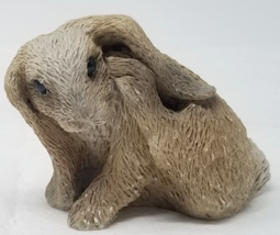 Hare Rabbit Figurine Brown Stone Critters Cleaning Itching Cute Small 1990s Vtg - £15.14 GBP