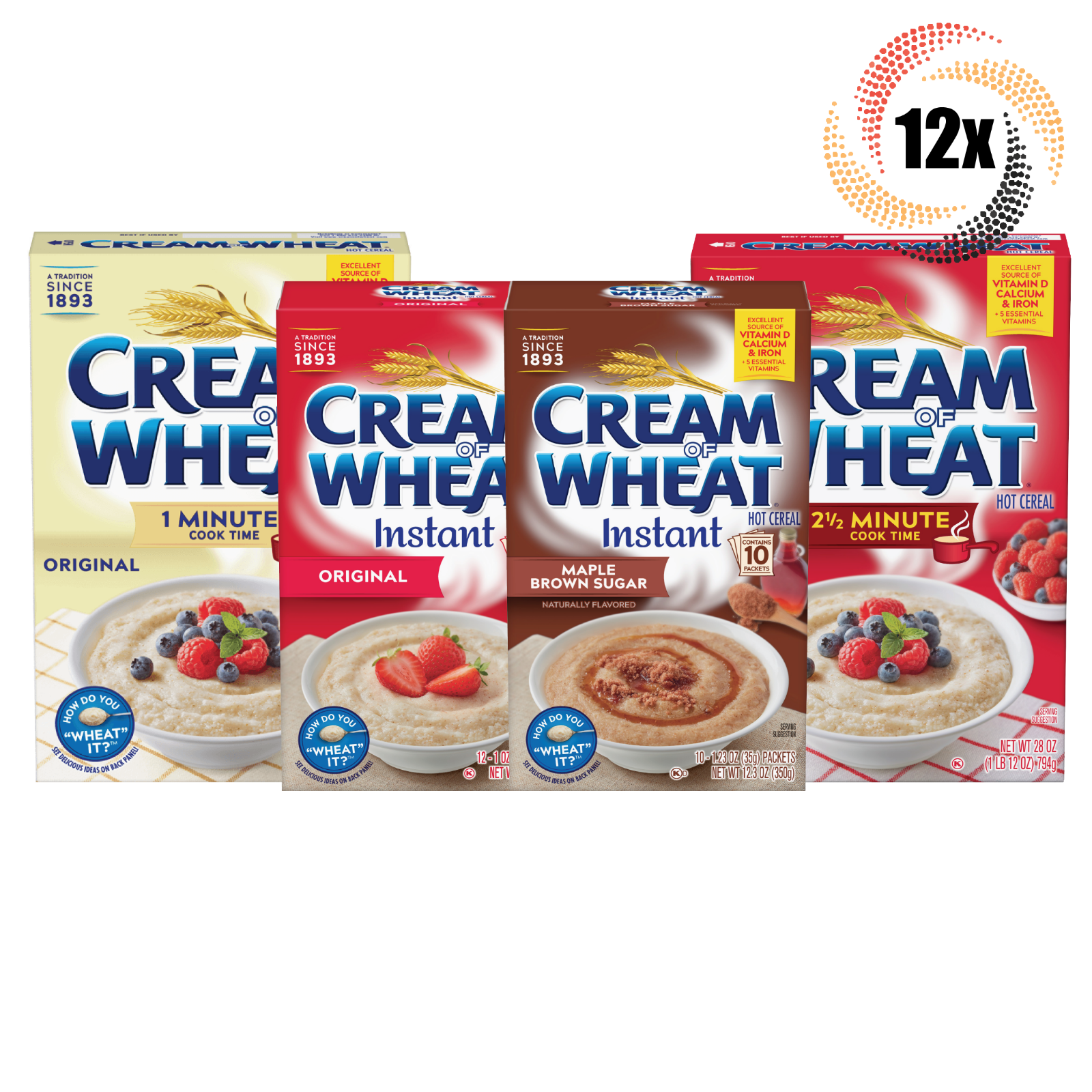 12x Boxes Cream Of Wheat Variety Instant Hot Cereal | 12-28oz | Mix &amp; Match - $125.79