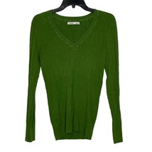 Old Navy Women Cable Knit Ribbed Long Sleeve Sweater Stretch V-Neck Medium Green - £15.81 GBP