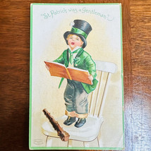 1910 St. Patrick&#39;s Day Postcard Boy Singing On Chair Shileagh Ellen Clap... - $7.87