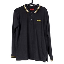 Hugo Boss Polo Shirt M Mens Reversed Logo Black Yellow Collar Stripe Lon... - £18.88 GBP