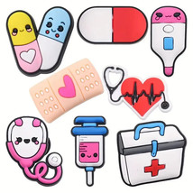 8pcs/set Cartoon Medicine Series Shoes Decoration Charms For Crocs - £7.75 GBP