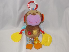 Skip Hop Stuffed Plush Monkey Chime Rattle Baby Teether Teething Toy Ring Link - £19.46 GBP