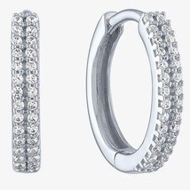 0.16CT Naturel Diamant Double Rangée Créole Huggies Earrings IN Argent Sterling - £157.08 GBP