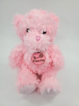 Valentine Pink Bear Swirl Furry Kiss Me Plush Stuffed 8&quot; Walmart Toy Girl B313 - £9.43 GBP