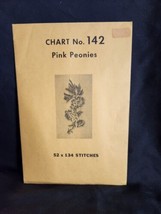 Vtg rare Babs Fuhrmann petit point Chart No. 142 Pink Peonies 52x134 - $24.24