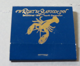 Wright&#39;s Seafood Inn Heidelberg, PA Matchbook Unstruck Blue with Silver Lobster - £3.73 GBP