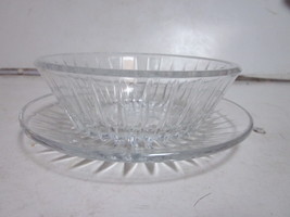 VINTAGE VAL ST LAMBERT CRYSTAL GLASS RIBBED SIDES BOWL &amp; UNDER PLATE - £6.68 GBP