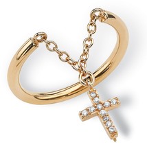 Womens 14K Gold Over Sterling Silver Cz Hanging Cross Ring Size 6,7,8,9,10 - £78.46 GBP