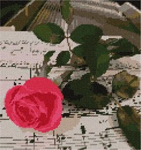 Pepita Needlepoint kit: Rose On Music, 9&quot; x 10&quot; - £63.67 GBP+