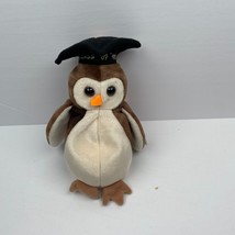 Ty Beanie Baby 6” Wise Graduation Owl Brown Cream Bean Plush Stuffed Animal Toy - £3.09 GBP