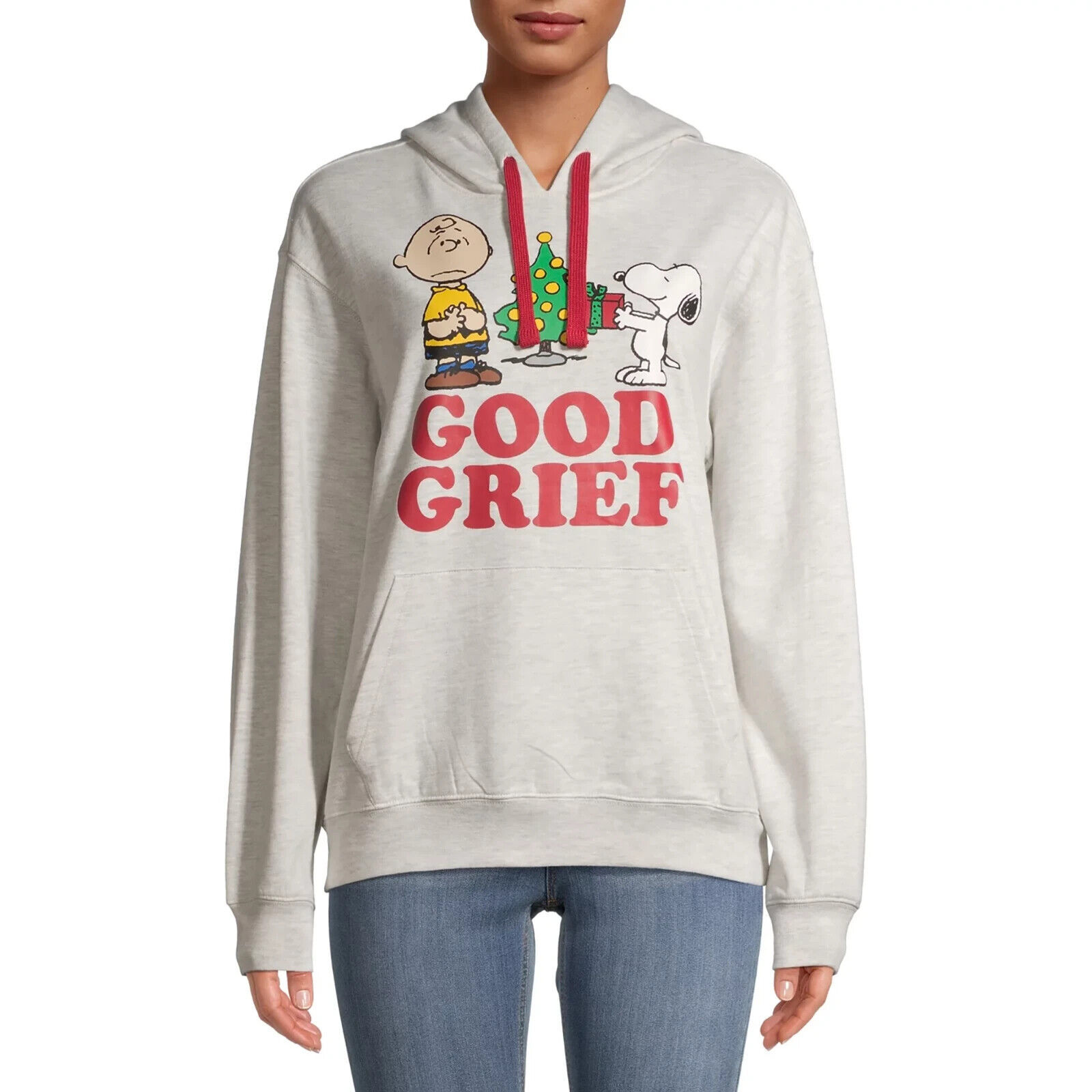 Peanuts Juniors' Good Grief Holiday Hoodie, Grey Size XL/XG(15-17) Item image 2