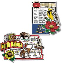 North Dakota Jumbo Map &amp; State Montage Magnet Set by Classic Magnets, 2-... - £10.90 GBP