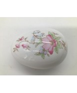 Lefton Porcelain Egg Trinket Box Floral Gold Trim Vintage Taiwan 3&quot; - $291.39 MXN