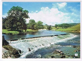 United Kingdom UK Postcard Weir Above Linton Falls Wharfedale Yorkshire - $2.05