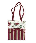 Longaberger Holiday Christmas Gift Bag Holly Berry Poinsettia Striped Fa... - $12.86
