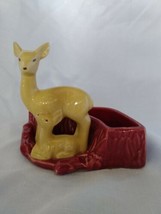 Vintage Shawnee Pottery USA Deer and Fawn Red Planter  #669 mid century EUC - £18.60 GBP