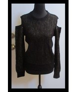 Koton Ladie&#39;s Black &amp; Metallic Knit Sweater Cold Shoulder Size Small US/... - $24.74