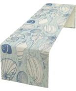 Vintage Look Seashells Table Runner  - Blue Coastal Sealife Theme - Cost... - $365.81 MXN