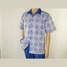 Men MONTIQUE 2pc Walking Leisure Suit Matching Set Short Sleeves 2216 Royal blue image 4