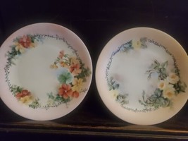 Antique B &amp; Co. Limoges Hand Painted Floral Plates Pink &amp; Yellow  Roses Lot Of 2 - £34.33 GBP