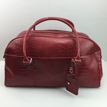 Vintage 90s Bath &amp; Body Works Red Faux Alligator Leather Tote Travel Bag - £72.54 GBP