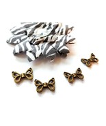  20 Butterfly Beads Spacers Antiqued Bronze Metal 2 Sided Charms Angel W... - $5.69 CAD