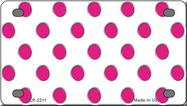 Hot Pink Polka Dots White Novelty Mini Metal License Plate Tag - £11.74 GBP