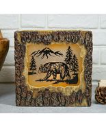 Rustic Pine Forest Black Bear Faux Carved Wood Bark Night Light Lamp Scu... - €52,91 EUR