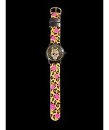 Betsey Johnson Skull Watch Leopard Print Band Sugar Skull Face Quartz - €21,74 EUR
