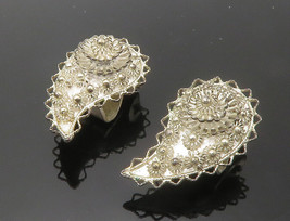 SIAM 925 Sterling Silver - Vintage Floral Twist Non Pierce Drop Earrings- EG7293 - £32.50 GBP
