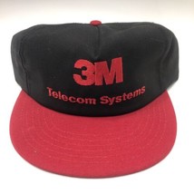 Vintage 3M Telecom Systems SnapBack Trucker Hat 1990s Black And Red - £22.40 GBP