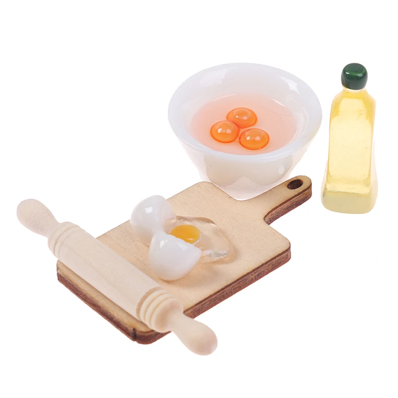 5Pcs/Set Cute Rolling Pin Egg Bowl Olive Oil Set Kitchen Accessories 1:12 - £9.45 GBP