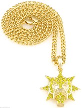  Gang Necklace Crystal Rhinestone Pendant 24 Inch Cuban Link Chain Glo G... - $11.87+
