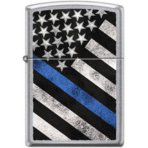 Zippo Lighter - Thin Blue Line Satin Chrome - 854645 - £19.95 GBP