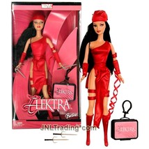 Year 2005 Barbie Marvel Comics Doll - ELEKTRA H1699 with Doll Stand &amp; Key Chain - £62.53 GBP