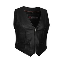 Ladies Motorcycle Leather Vest Vixen Cinched Sides Shorty Vest GoLeather... - $149.10 CAD
