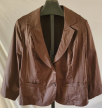 NWT Lane Bryant Brown Cotton Suit Jacket Blazer Size 26 - $24.74