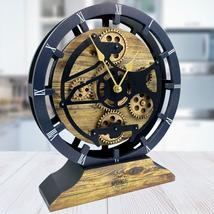 Desk Clock 10 Inch moving gears - convertible into a Wall clock (Gold An... - $79.99